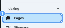 Indexing, Pages in the Search Console menu.